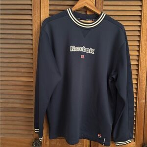 Reebok Men's Navy Crewneck Sweater with Striped Accents